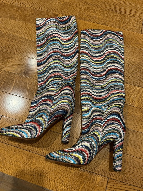 Missoni Shoes - Missoni Multicolor Wave-Knit Pointed Toe Heeled Boots